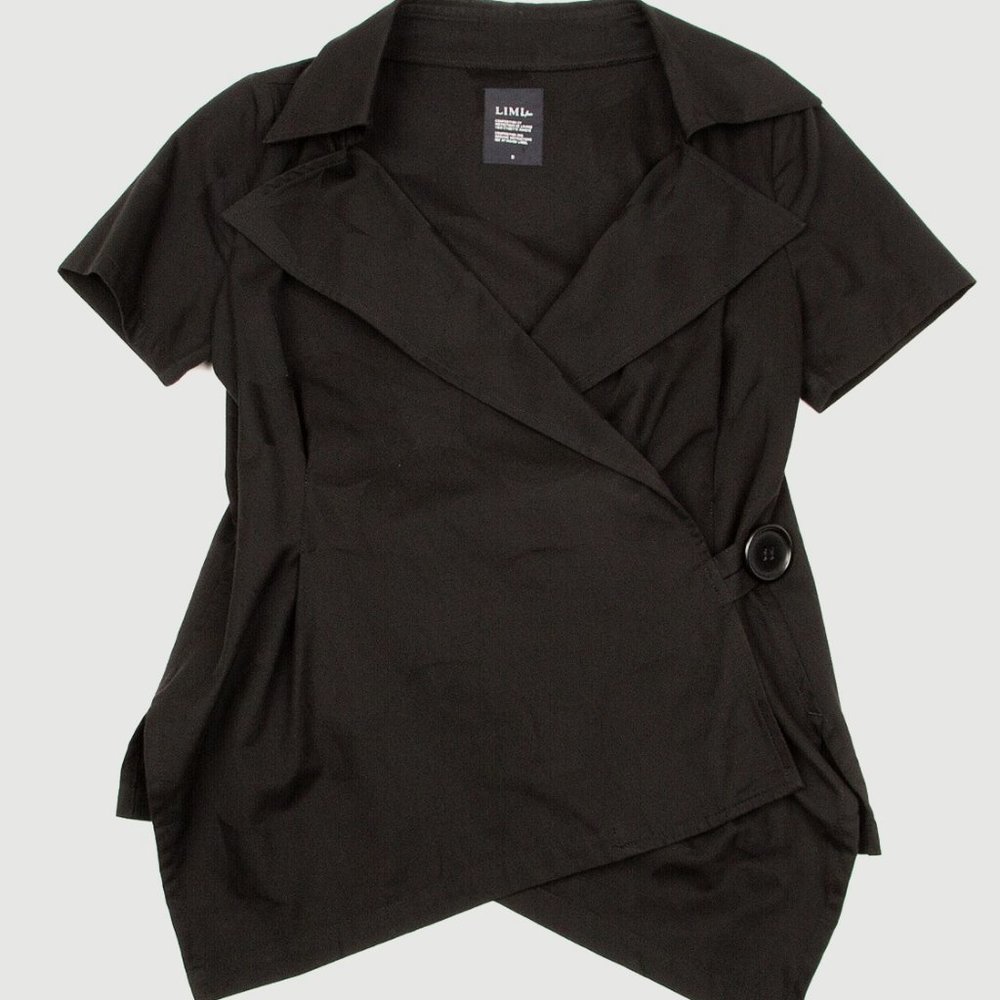 LIMI feu button wrap cotton shirt jacket